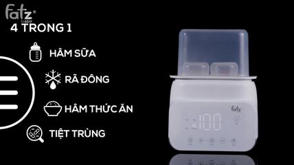 Máy Hâm Sữa Tiệt Trùng Điện Tử 4 Chức Năng Duy Nhất Duo 4 Fatzbaby FB3095MX - Hâm Sữa, Rã Đông, Tiệt Trùng 2 Bình 500W