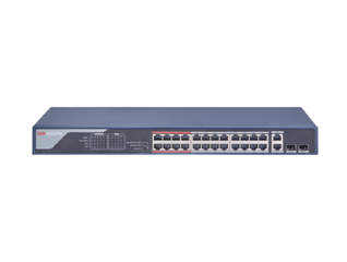Switch mạng 24 cổng PoE Hikvision DS-3E0326P-E(B) - Thiết bị mạng chất lượng, khoảng cách truyền xa 250m, 370W, hỗ trợ kết nối ổn định