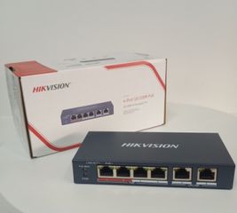 Switch mạng 4 cổng PoE Hikvision DS-3E0106P-E/M - Thiết bị mạng chất lượng cao, công suất 35W, khoảng cách truyền dẫn tối đa 300m