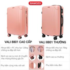 Vali kéo du lịch Bamozo 8801 bền chắc, nhựa ABS nhẹ, chống trầy xước - Lựa chọn hoàn hảo cho chuyến du lịch tiện lợi