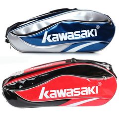 Bao đựng vợt cầu lông Kawasaki 8968 - Chất liệu cao cấp, đa năng, 3 ngăn, chống nước, giữ vợt và giày thể thao, màu đỏ/xanh