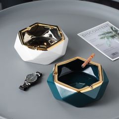 Gạt Tàn Sứ Hoàng Kim Nordic Hình Học - Trang Trí Nhà Cửa Tân Cổ Điển Sang Trọng, Chất Liệu Cao Cấp