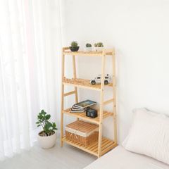 Kệ Chữ A Gỗ Thông 4 Tầng Phong Cách Hàn Quốc - Giá Sách Đa Năng Cho Phòng Ngủ, Văn Phòng, Homestay, Gọn Gàng, Hiện Đại
