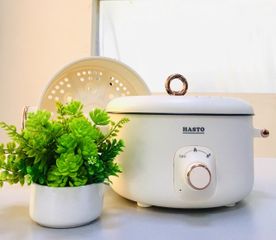 Nồi lẩu điện đa năng Hasto Hàn Quốc 6 chức năng 5L, kèm xửng hấp - Nấu lẩu, hấp, xào, hầm dễ dàng, tiện lợi cho gian bếp.