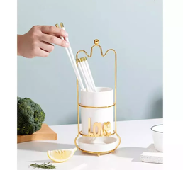 Ống Đựng Đũa Sứ Khung Inox Hình Love - Tiện Ích Bếp Sang Trọng Màu Xanh Mint, Xanh, Trắng - Đồ Gia Dụng Nhà Bếp Cao Cấp