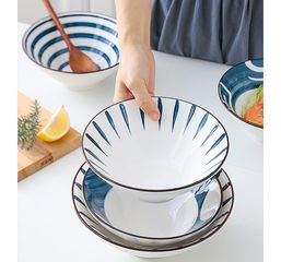 Tô Sứ Loe Nhật Bản Phong Cách Retro - Chất Liệu Sứ Cao Cấp, Sang Trọng, Đẹp Mắt, Quà Tặng Hoàn Hảo cho Bàn Ăn