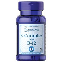 Viên uống Puritan's Pride B-Complex with B-12 - Tăng cường sức khỏe, hỗ trợ chuyển hóa năng lượng và phát triển hồng cầu, lọ 90 viên.