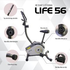 Xe Đạp Tập Thể Dục Cố Định Life 56 - Kháng Lực 8 Mức Chống Ồn, Thể Dục Tại Nhà, Dụng Cụ Tập Luyện Tiện Lợi