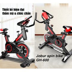 Xe đạp tập thể thao Jobur Spinbike GH-600 - Khung hợp kim chắc chắn, tải trọng 100kg, động cơ dây curoa êm ái, tiện lợi cho tập luyện tại nhà