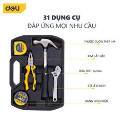 Bộ Dụng Cụ Sửa Chữa Đa Năng 31 Chi Tiết Deli DL5972 - Hộp Dụng Cụ Cầm Tay Chất Lượng, Tiện Lợi cho Gia Đình