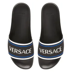 Dép Versace Olympus Slides Logo Pool Black