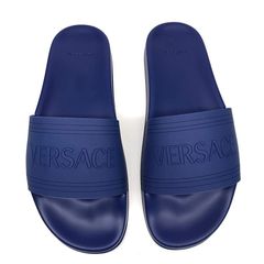Dép Versace Rubber Slide Sandals Xanh Navy