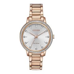 Đồng hồ nữ Citizen Silhouette Crystal Rose Gold FE7043-55A