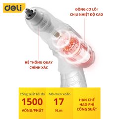 Máy Khoan Bắt Vít Pin 12V Deli DL600012 - Không Dây, Men Xoắn 17Nm, Đèn LED Chiếu Sáng Thoải Mái, Pin Lithium 1500mAh