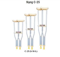 Nạng Tập Đi Lucass C-25 Siêu Nhẹ - Dụng Cụ Hỗ Trợ Đi Lại Cho Người Ốm, Khuyết Tật - Chất Liệu Nhôm Bền, Dễ Dàng Di Chuyển