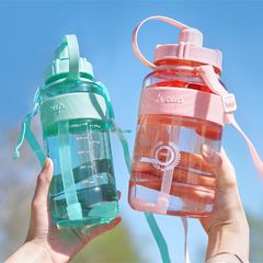 Bình Đựng Nước Thể Thao Ống Hút Dây Đeo - Nhựa PC An Toàn, Tiện Lợi Mang Theo Tập Gym, Du Lịch - Nhiều Màu Sắc 600ml-2000ml