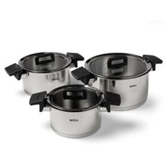 Bộ 3 Nồi Woll Concept NCSET004 Bằng Thép Cao Cấp - Sang Trọng, Truyền Nhiệt Tốt, Dễ Vệ Sinh Cho Tất Cả Các Loại Bếp Gas, Điện, Từ