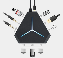 Bộ chia cổng HUB USB 2.0 Sidotech - Mở rộng kết nối cho laptop, PC, tương thích mọi hệ điều hành, cổng Audio 3.5mm, đèn LED báo hiệu