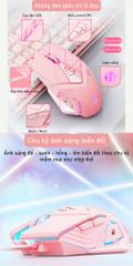 Chuột Gaming Không Dây Màu Hồng SIDOTECH Inphic W5P - Độ Nhạy 4000 DPI, Thiết Kế Đẹp Dành Cho Nữ Game Thủ, Tắt Âm Silent