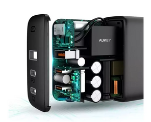 Củ Sạc Nhanh Aukey PA-B6S 90W - Sạc Nhanh Đa Năng Cho iOS Và Android, Thiết Kế Nhỏ Gọn Tiện Lợi, Hỗ Trợ Power Delivery 3.0