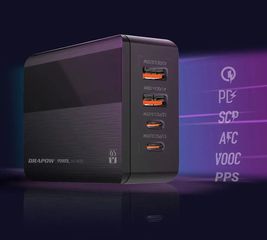 Củ Sạc Nhanh Drapow HB65 PD 65W - Sạc Laptop & Thiết Bị Di Động, 2 Cổng USB-A và USB-C, Chống Quá Dòng, Chất Liệu Cao Cấp, Màu Đen
