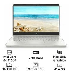 Laptop HP 14-DQ2055WM - Core i3 1115G4, 4GB RAM, 256GB SSD, 14