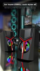 Loa Máy Tính Mini Để Bàn SIDOTECH DX19 - Hiệu Ứng Âm Thanh Stereo Bass Mạnh Mẽ và Đèn LED RGB Rực Rỡ