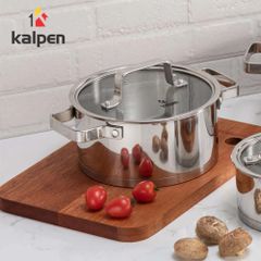 Nồi Inox 304 Cao Cấp 5 Đáy Kalpen Gliter Kèm Vung - Chống Gỉ Sét, Bền Bỉ, Dùng Được Trên Tất Cả Các Loại Bếp