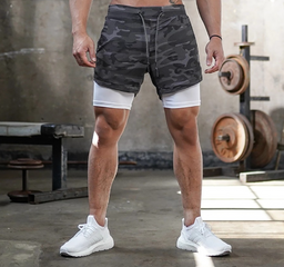 Quần Tập Gym Đen Camo Cao Cấp 2 Lớp Thể Thao Mát Mẻ Cho Nam - Chạy Bộ, Tập Luyện Thoải Mái, Nhiều Kích Cỡ