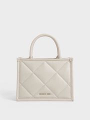 Túi nữ Charles & Keith Celia Quilted Tote Bag CK2-30781600 Ivory