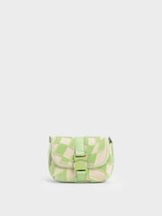 Túi nữ Charles & Keith Zetta Belt Buckle Checkered Mini Bag CK6-80701215 Mint Green