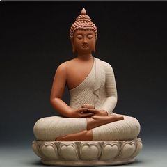 Tượng Phật Thích Ca Ngồi Đài Sen Gốm Tử Sa 35cm - Vật Phẩm Phong Thủy Tâm Linh Hỗ Trợ Thanh Tịnh và Giải Thoát