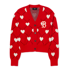 Áo MLB Women's Heart Front Pattern Crop Cardigan Boston Redsox 3FKCH0124-43RDS