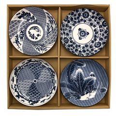 Bộ 4 đĩa sứ tráng men Nhật Bản lòng sâu