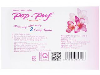 Bông Tẩy Trang Miếng Vuông Pop - Puf Classic 100 Miếng Cotton Cao Cấp - Dày Dặn, Mềm Mịn, Thấm Hút Tối Ưu