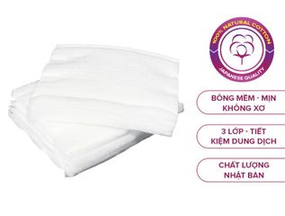 Bông Tẩy Trang Yusachi Suzuran Nhật Bản - 100% Cotton Tự Nhiên Mềm Mịn, Không Kích Ứng - Túi 200 Miếng Tiện Lợi