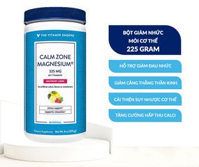 Bột uống The Vitamin Shoppe Calm Zone Magnesium 325 MG - Giúp Giảm Nhức Mỏi, Thư Giãn Tinh Thần, Hỗ Trợ Năng Lượng, Lọ 225g