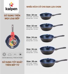 Chảo Chống Dính Sâu Lòng Kalpen Lipper Đáy Từ 24cm/26cm/28cm - Chất Liệu Nhôm Cao Cấp, Dùng Được Trên Bếp Từ, Bếp Ga, Tiện Dụng Trong Nấu Ăn