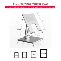 Giá Đỡ Điện Thoại, Máy Tính Bảng Để Bàn Tamayoko T01 - Hợp Kim Nhôm Cao Cấp, Chắc Chắn, Điều Chỉnh Góc Nghiêng, Màu Bạc/Đen