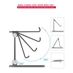 Giá Đỡ Điện Thoại, Máy Tính Bảng Để Bàn Tamayoko T01 - Hợp Kim Nhôm Cao Cấp, Chắc Chắn, Điều Chỉnh Góc Nghiêng, Màu Bạc/Đen