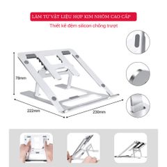 Giá Đỡ Máy Tính, Laptop, iPad, Macbook Tamayoko FS-104 - Thiết Kế Nhôm Cao Cấp, 5 Mức Độ Cao, Gọn Nhẹ, Tản Nhiệt Tối Ưu