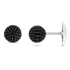 Khuy măng sét Amour 5 3/4 CT TGW Black Spinel Circular Cluster Cuff Links in Black Rhodium Plated JMS008485