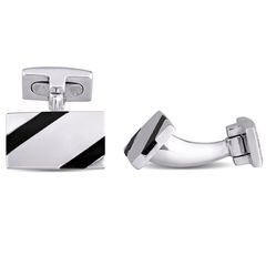 Khuy măng sét Amour Onyx and White and Square Crystal Cufflinks in Sterling Silver JMS008456