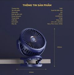 Quạt Tích Điện Mini ToBé MS 9115 - Giải Pháp Đối Phó Nắng Nóng, Dung Lượng Pin 10.000mAh, Thiết Kế Gọn Nhẹ Cho Mọi Không Gian