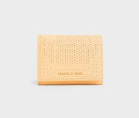 Ví mini Charles & Keith Lorain Perforated Wallet - Yellow