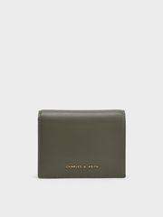 Ví nữ Charles & Keith Snap Button Mini Short Wallet CK6-10680965 Olive