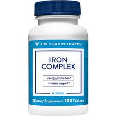 Viên uống bổ sung sắt The Vitamin Shoppe Iron Complex - Giải pháp chống thiếu máu, tăng cường sức khỏe và sức đề kháng, 100 viên