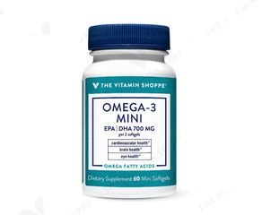 Viên Uống Dầu Cá The Vitamin Shoppe Omega-3 Mini - Hỗ Trợ Tim Mạch, Não Bộ và Thị Lực, Dạng Viên Nhỏ Dễ Uống, 60 Viên