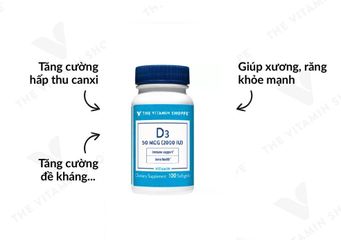 Viên Uống Vitamin D3 The Vitamin Shoppe - Hỗ Trợ Tăng Cường Hấp Thu Canxi, Giúp Xương Khỏe Mạnh, Tăng Cường Sức Đề Kháng