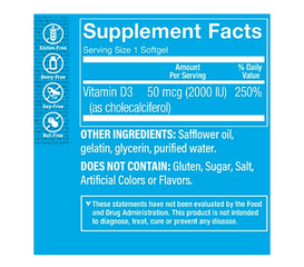 Viên Uống Vitamin D3 The Vitamin Shoppe - Hỗ Trợ Tăng Cường Hấp Thu Canxi, Giúp Xương Khỏe Mạnh, Tăng Cường Sức Đề Kháng